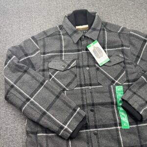 Jachs New York Wool Blend Flannel Jacket Men's Sz XL Sherpa Lined Plaid Gray New